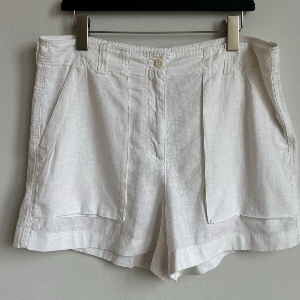 J Crew White Linen Blend Cargo Shorts Size 14 - Picture 3 of 6